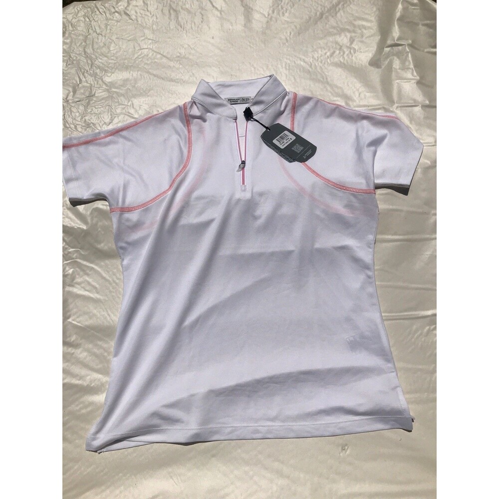 Bermuda Sands XP white w/ orange stitching golf shirt w/ UV - womens Small